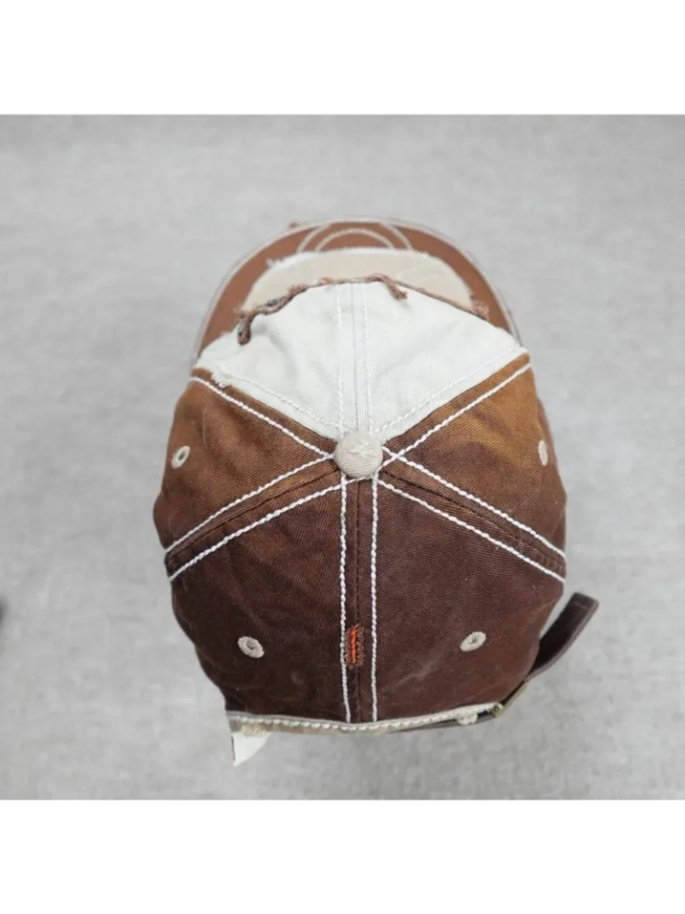 True Religion Mens Hat Brown Embroidered Distressed Strapback